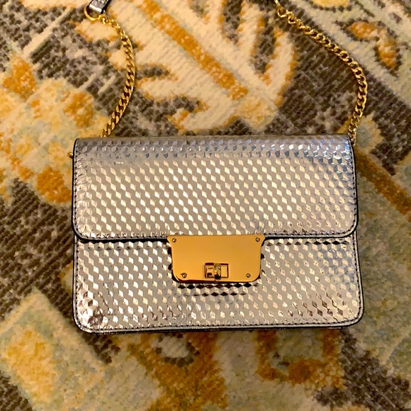 Milly Handbags - Milly Silver with Gold Hardware Metallic Bag